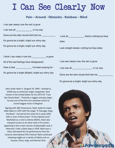 I can see clearly now by Johnny Nash
