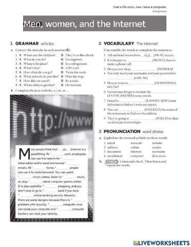 Men, Women and the Internet