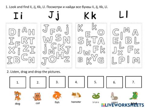 Letters IJKL. Pets.