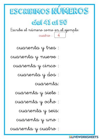 Escribir los números