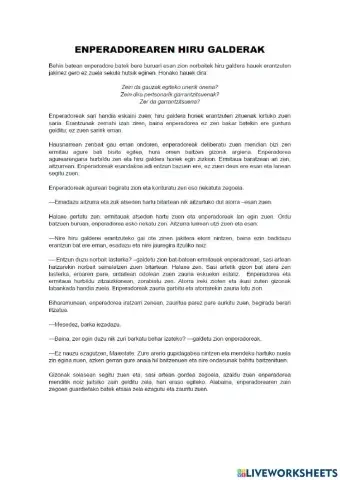 Enperadorearen hiru galderak