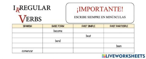 Irregular verbsn (5)
