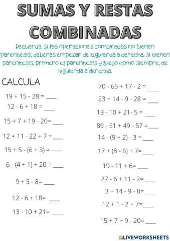 Sumas y restas combinadas