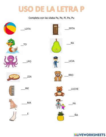 Uso de la letra p