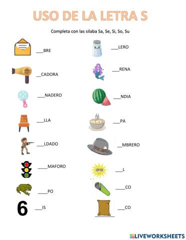 Uso de la letra S