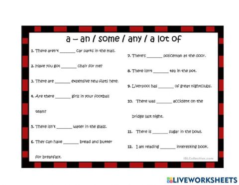 A an some a lot of any