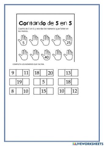 Contar de 5 en 5