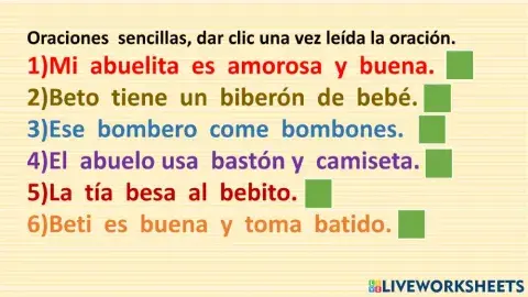 Lectura de oraciones sencillas