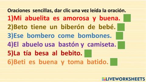 Lectura de oraciones sencillas