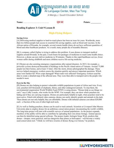 REX3-Unit9B-Reading Quiz