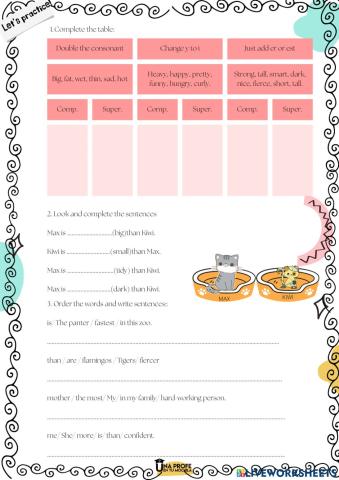 Comparatives and superlatives adjectives