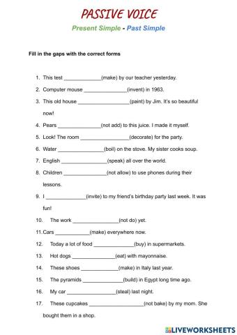 Passive voice. Past Simple vs Present Simple
