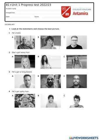 PROGRESS TEST UNIT 1