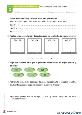 Multiplicar por dos cifras