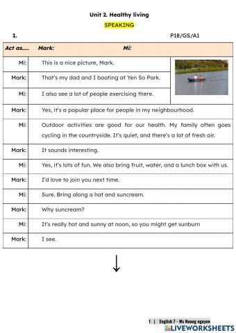 E7U2 (speaking) Healthy living -nuongnguyen