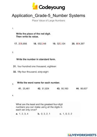 Application-Place Value of Large Numbers