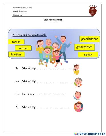 Family members worksheet