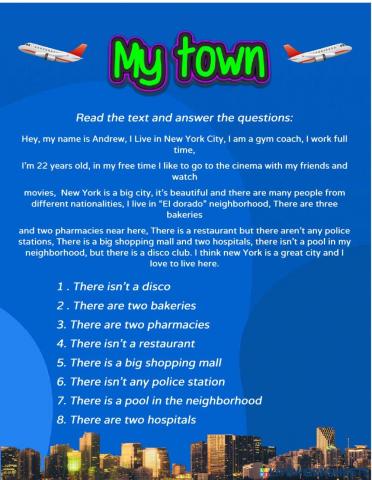 There is, There are, Town vocabulary