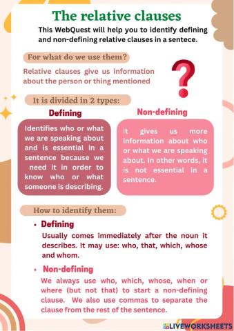 Relative clauses: defining and non-defining