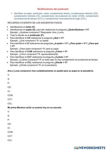 Complementos del predicado