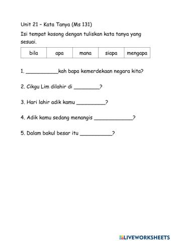 Thn 2 Unit 21 Ms 131