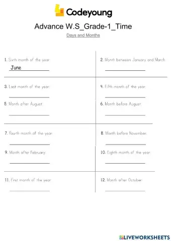 Days and Months-Advance WS