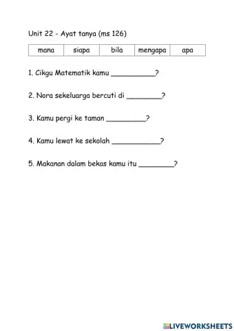 Tahun 1 Unit 22 Ms 126