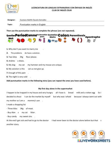 Punctuation marks in English