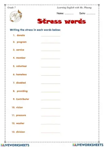 Word stress English 7