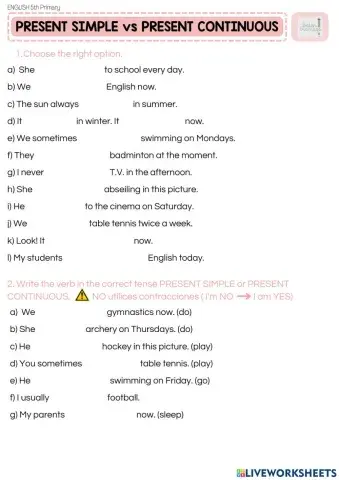 Present simple-present continuous