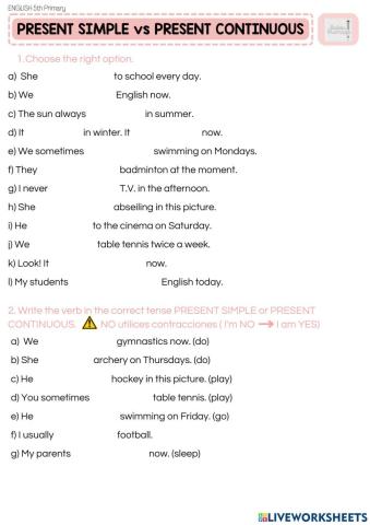 Present simple-present continuous