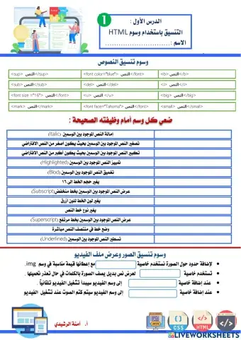 تنسيق باستخدام وسوم html