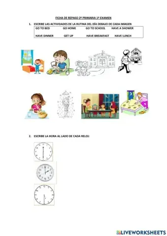 Primer examen 3º primaria