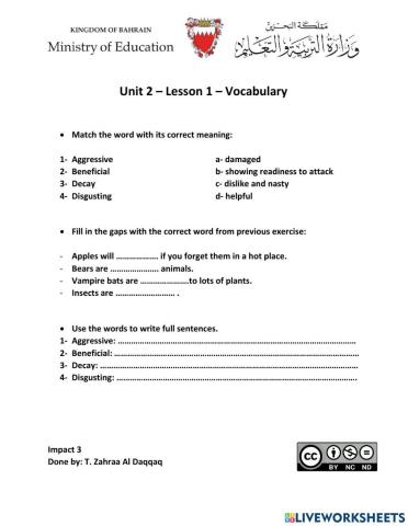 Impact 3- U2- L1- Vocabulary