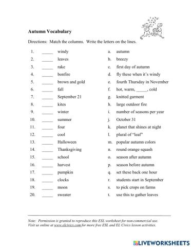 Autumn worksheet