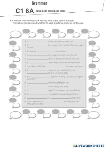 Simple and continuous verbs