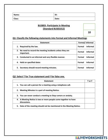 BUS01012: Participate in Meeting