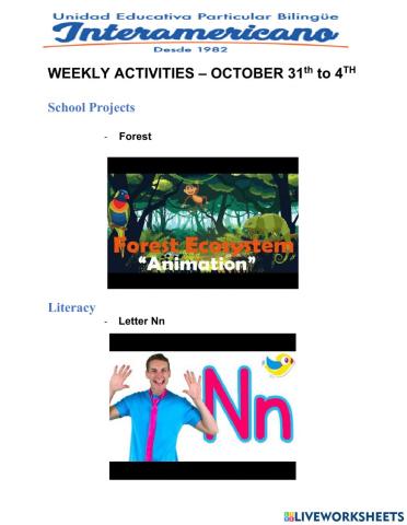 Weekly Activities 26