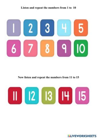 Los numeros from 1 to 15 listening and speaking