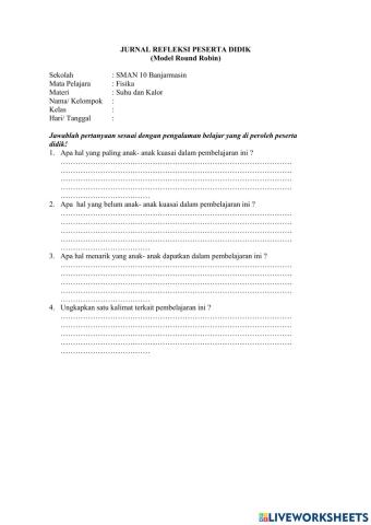 Jurnal Refleksi Peserta Didik