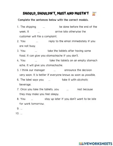 Modals: should, shouldn't, must, mustn't