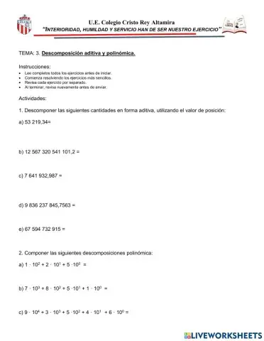 Descomposición aditiva y polinómica.