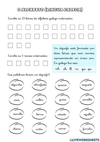 O alfabeto, os dígrafos