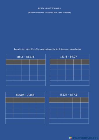 Restas posicionales