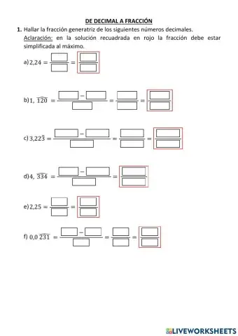 Decimal a fracción (I)