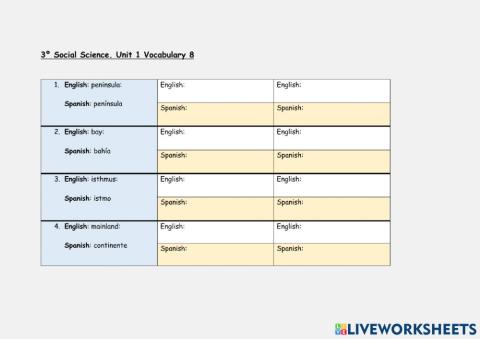 Vocabulary practice 1 Vocabulary practice 8