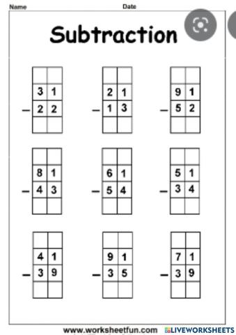 Subtract two digit numbers (Worksheet 1) Subtract Episode.