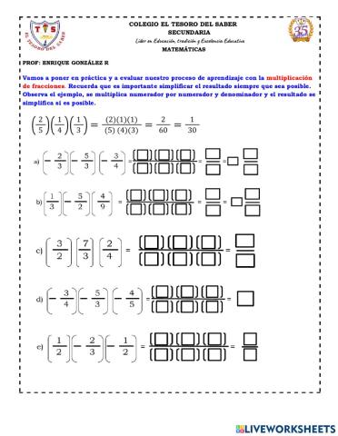 Multiplicación de fracciones