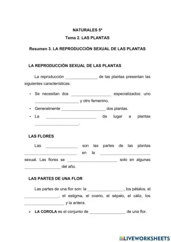 La reproducción sexual de las plantas