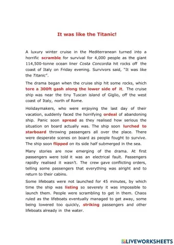 The titanic - B2 - reading